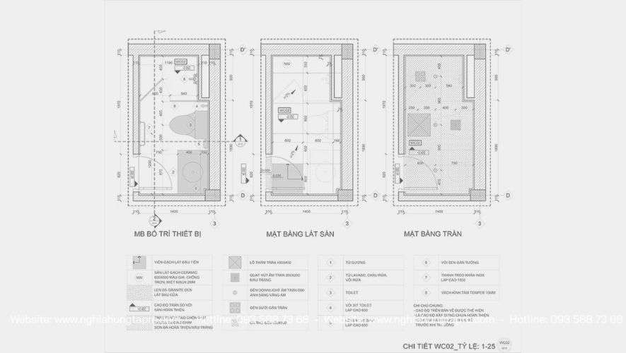 Bản vẽ chi tiết kiến trúc nhà vệ sinh 