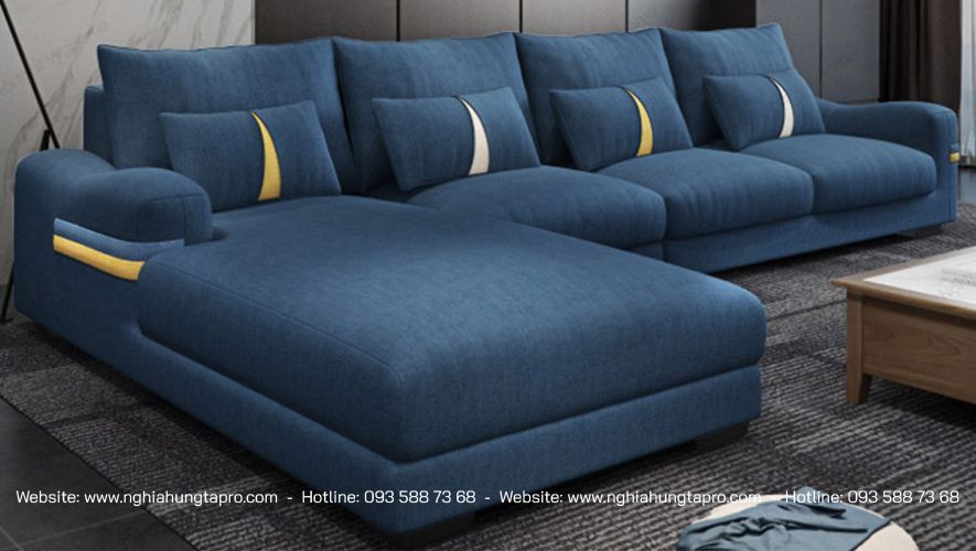 Ưu tiên sofa nỉ chữ L khi thiết kế nội thất cho phòng khách